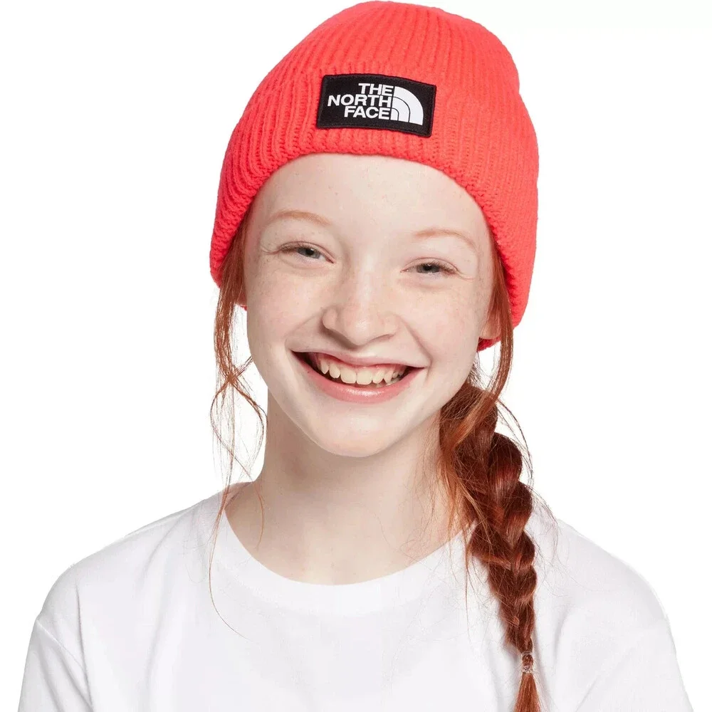 The North Face NF0A7WGC397 Beanie Kids Brilliant Coral Box Logo Cuffed UPS1149